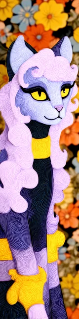 Cat bookmarks design of a cat with purple hair